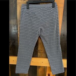 Kenar flat front blue/white diamond pattern cotton blend pants, size 6